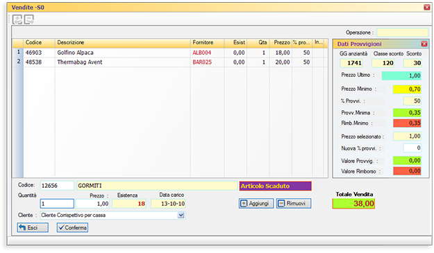 taack screenshot vendite